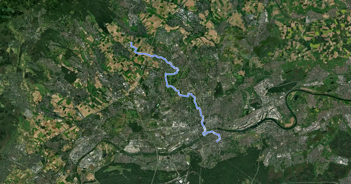 Маршрут Hessenweg 4 (Teilstrecke Oberursel-Weißkirchen - Frankfurt-Süd) на спутниковом снимке