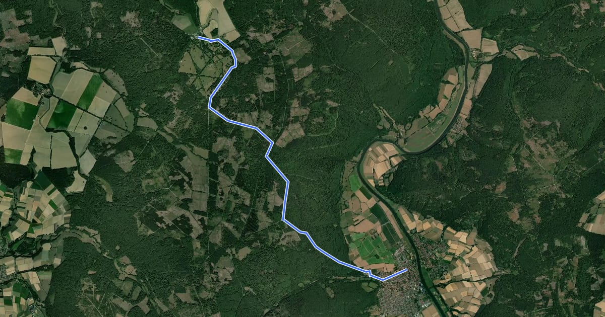 Маршрут Hessenweg 6, Abschnitt Sababurg - Reinhardshagen на спутниковом снимке