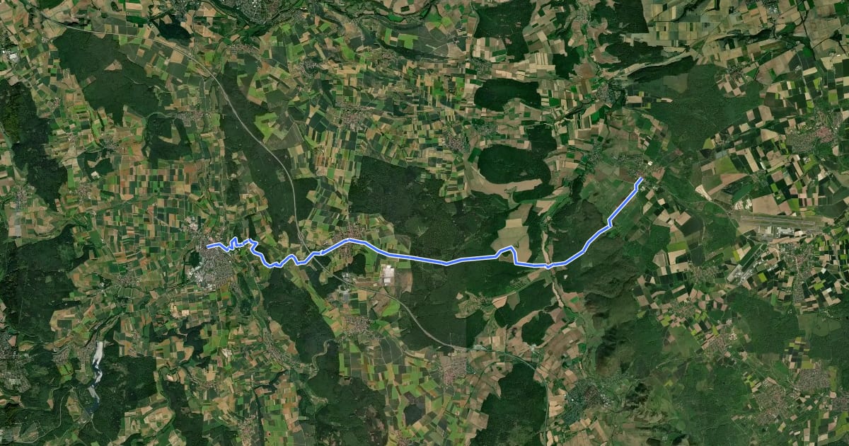 Маршрут Hessenweg 6, Abschnitt Volkmarsen - Westuffeln на спутниковом снимке