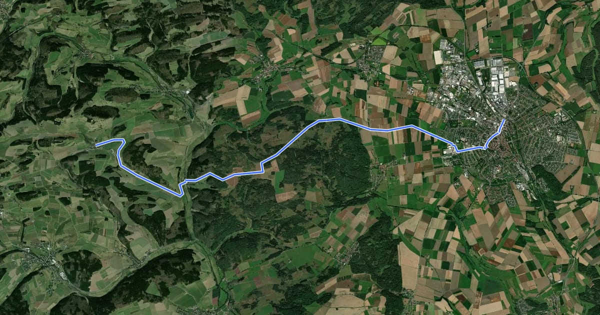 Маршрут Hessenweg 6, Abschnitt Welleringhausen - Korbach на спутниковом снимке