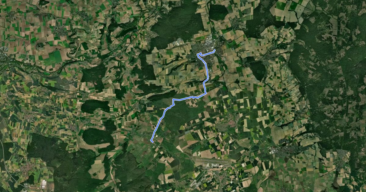 Маршрут Hessenweg 6, Abschnitt Westuffeln - Hofgeismar на спутниковом снимке