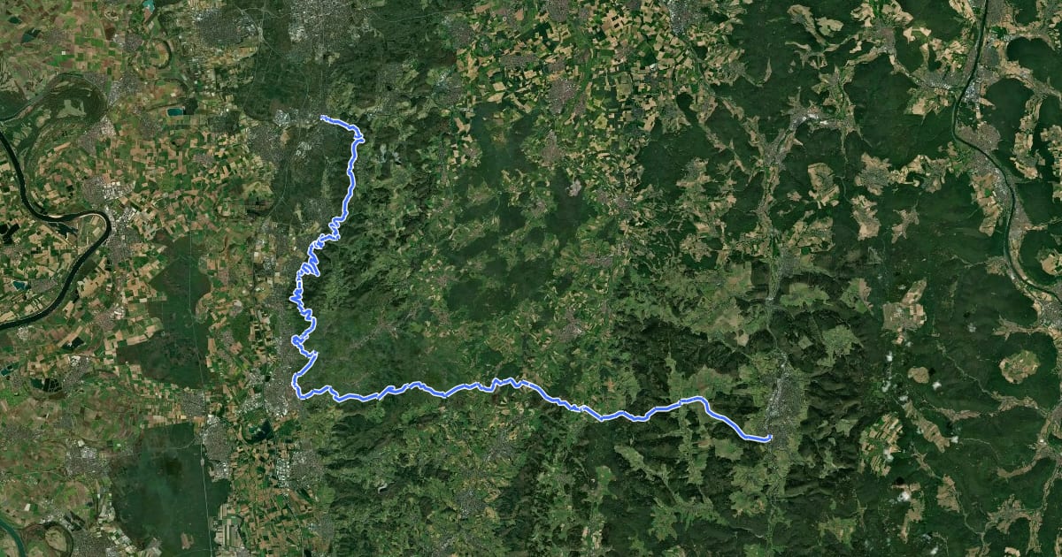 Маршрут Hessenweg 7 (Teilstück Darmstadt-Eberstadt - Erbach) на спутниковом снимке