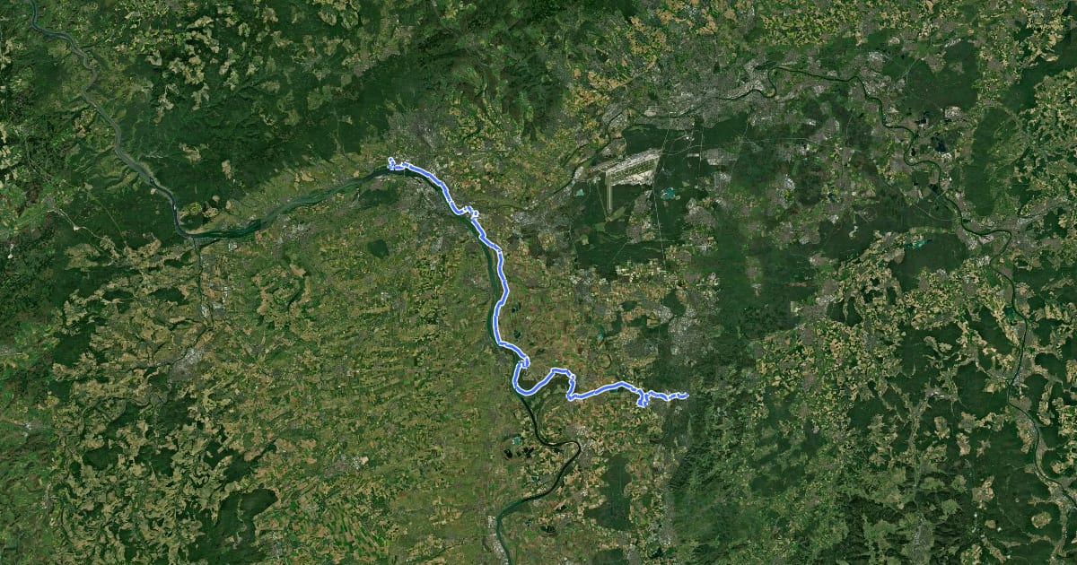 Маршрут Hessenweg 7 (Teilstück Wiesbaden - Darmstadt-Eberstadt) на спутниковом снимке