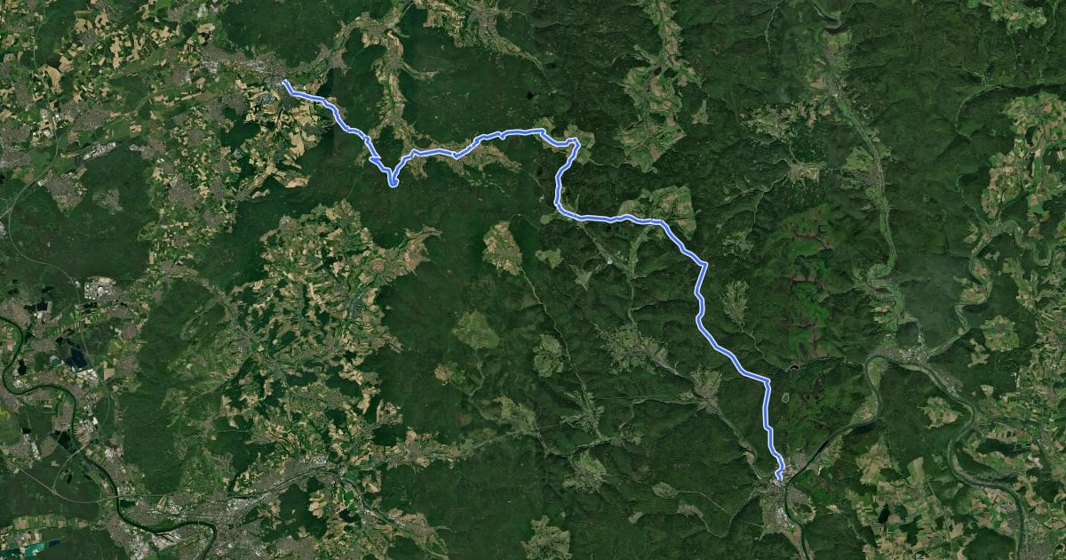 Маршрут Hessenweg 9 (Teilstück Gelnhausen - Lohr am Main) на спутниковом снимке