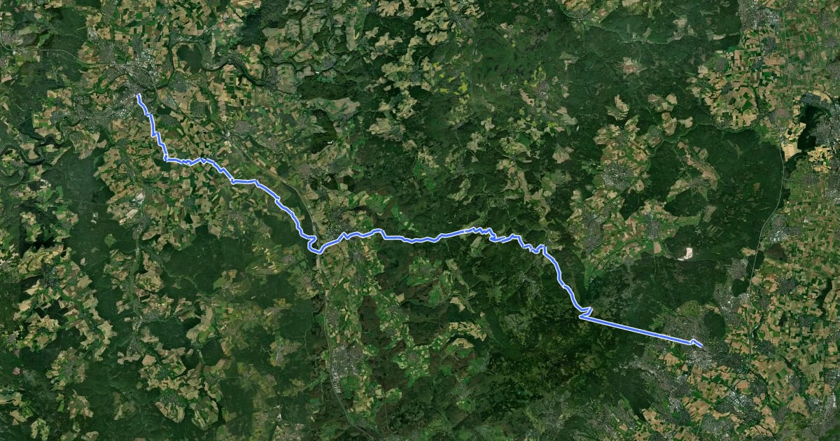 Маршрут Hessenweg 9 (Teilstück Limburg - Bad Homburg) на спутниковом снимке