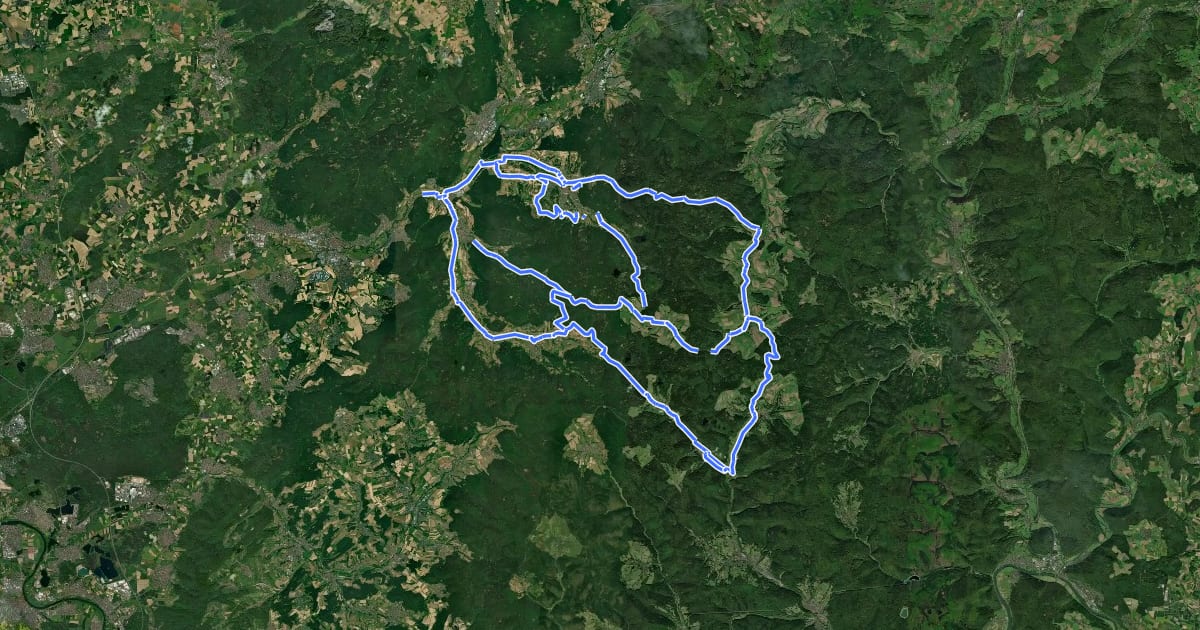 Маршрут Hessische Apfelwein- und Obstwiesenroute - Main-Kinzig-Kreis, In den Spessart на спутниковом снимке