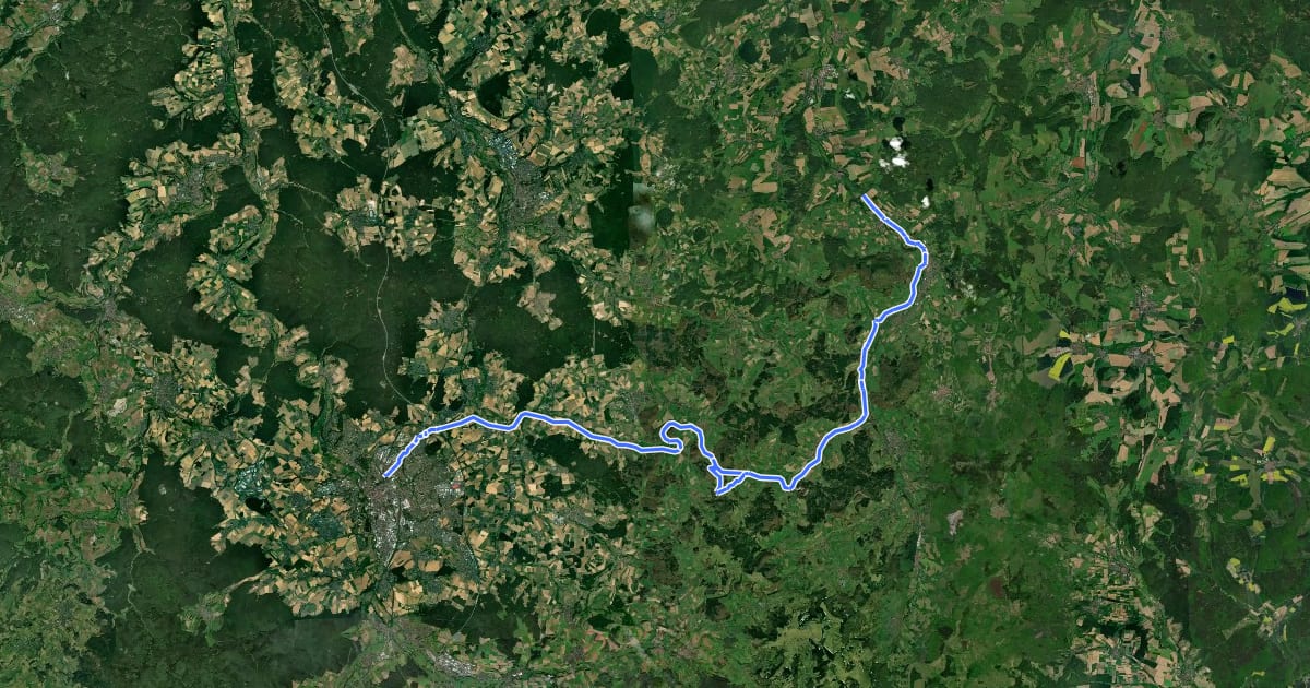 Маршрут Hessischer Radfernweg R3 (Teilstecke Fulda - Tann) на спутниковом снимке