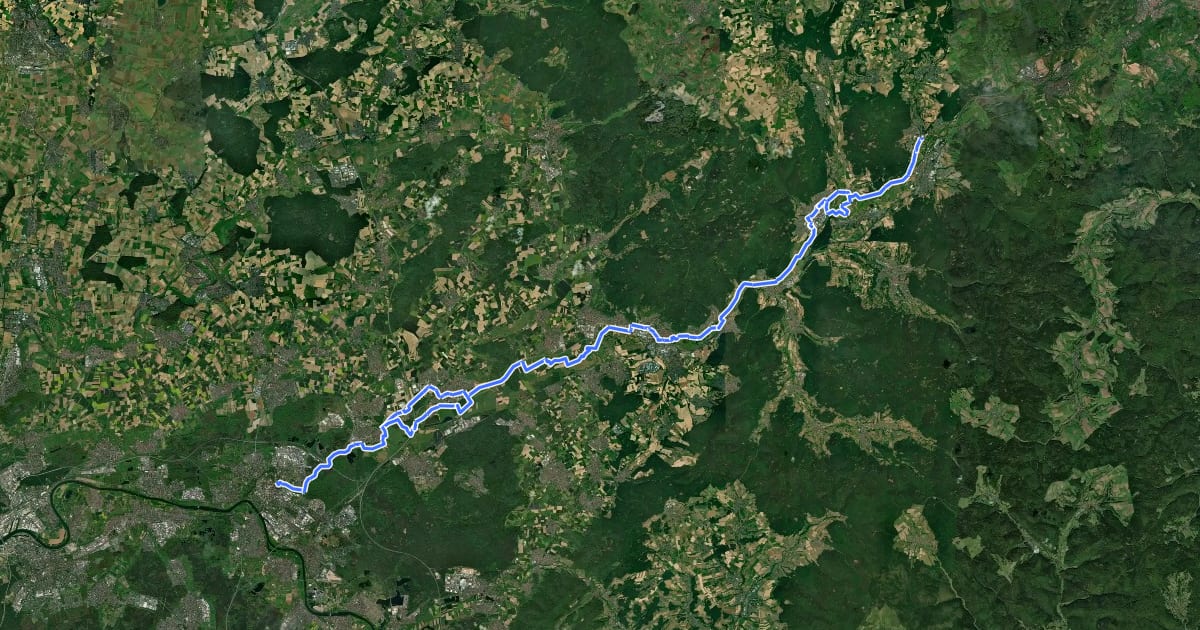 Маршрут Hessischer Radfernweg R3 (Teilstecke Hanau - Salmünster) на спутниковом снимке
