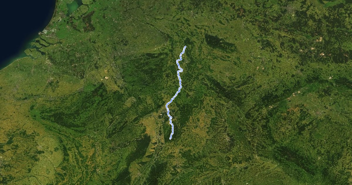 Маршрут Hessischer Radfernweg R4 на спутниковом снимке