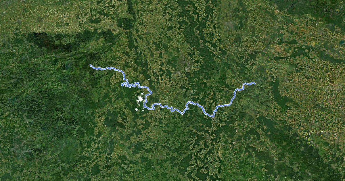 Маршрут Hessischer Radfernweg R5 на спутниковом снимке