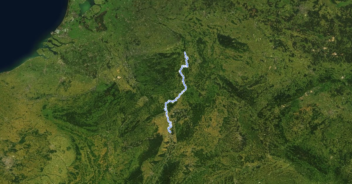 Маршрут Hessischer Radfernweg R6 на спутниковом снимке