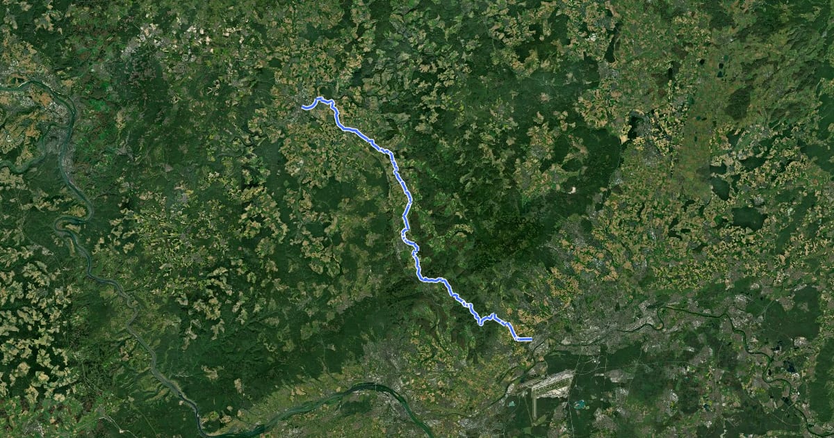 Маршрут Hessischer Radfernweg R8 (Teilstrecke Frankfurt-Höchst - Limburg) на спутниковом снимке