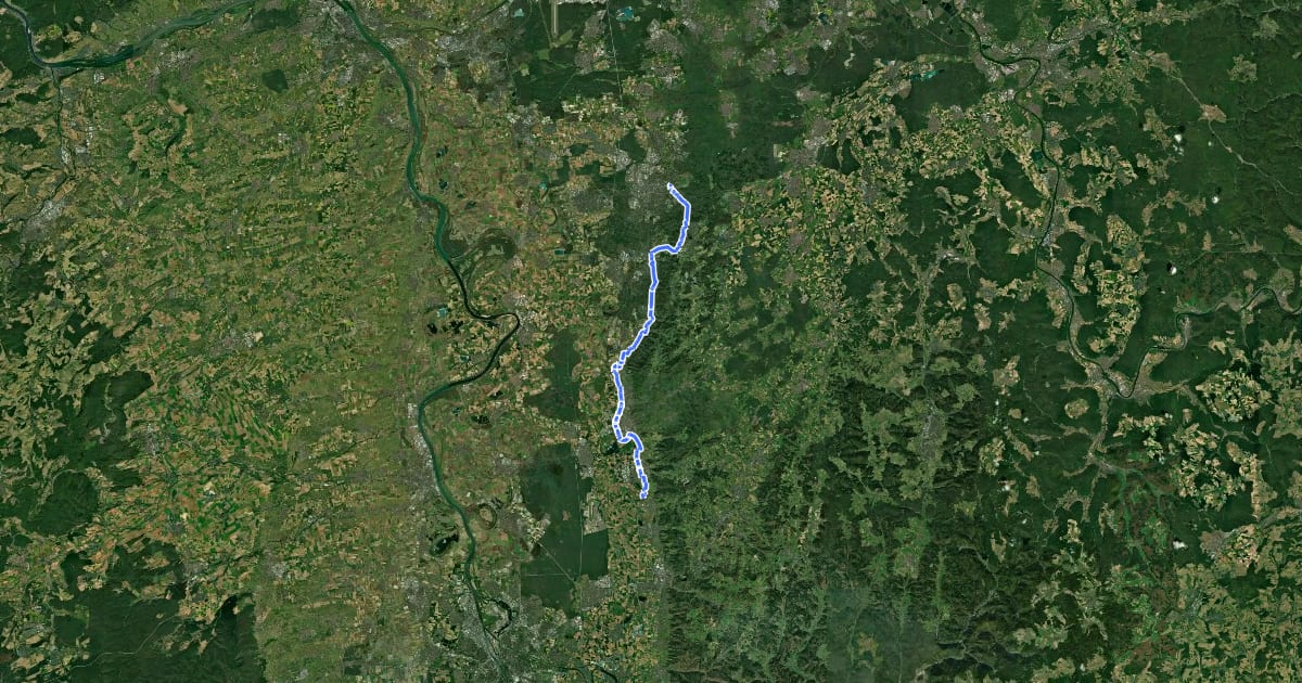 Маршрут Hessischer Radfernweg R8 (Teilstrecke Laudenbach - Darmstadt) на спутниковом снимке