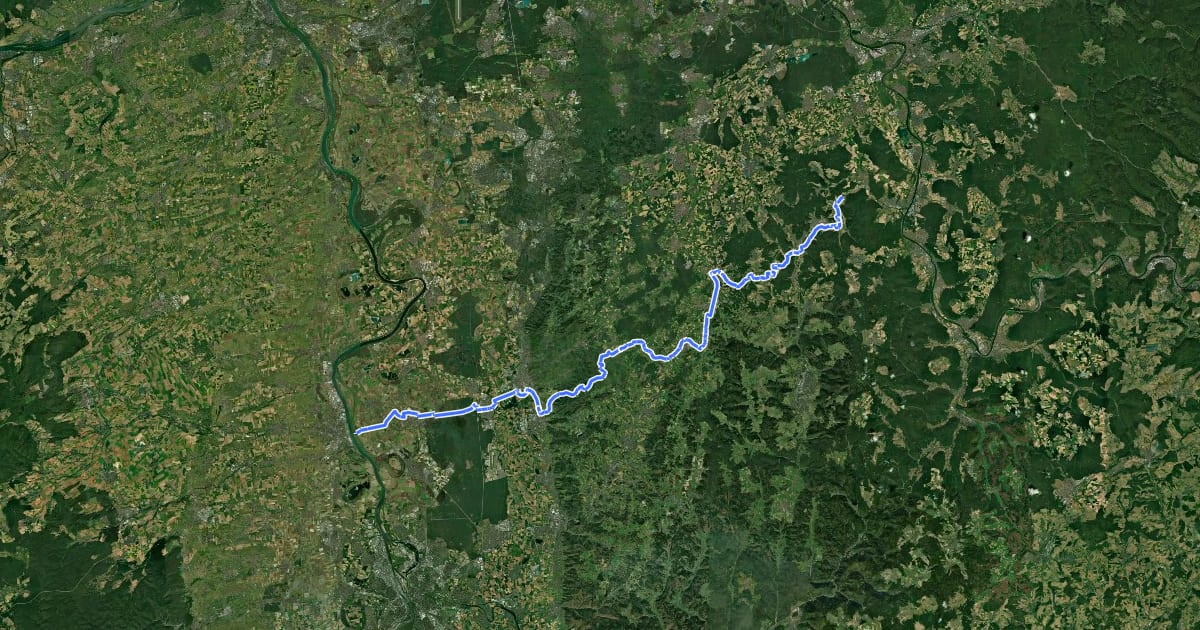 Маршрут Hessischer Radfernweg R9 на спутниковом снимке