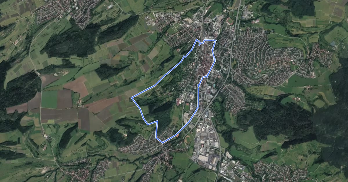 Маршрут Heuberg-Rundweg на спутниковом снимке