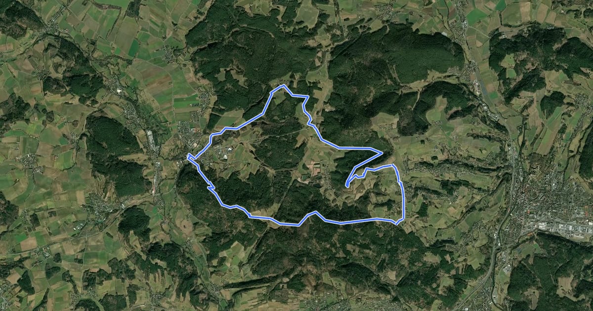 Маршрут Heunischenburg-Weg HRW 9 на спутниковом снимке