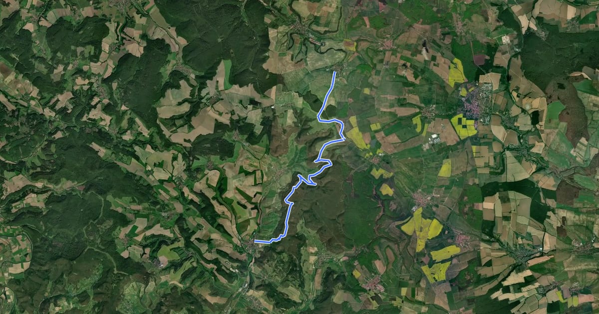 Маршрут Heuthen - Burg Gleichenstein - Klüschen Hagis - Ershausen на спутниковом снимке