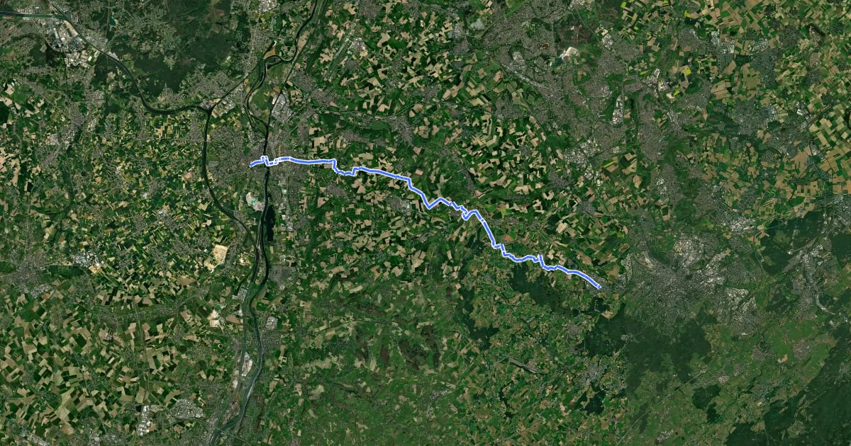 Маршрут Heuvelland-Fietsroute на спутниковом снимке