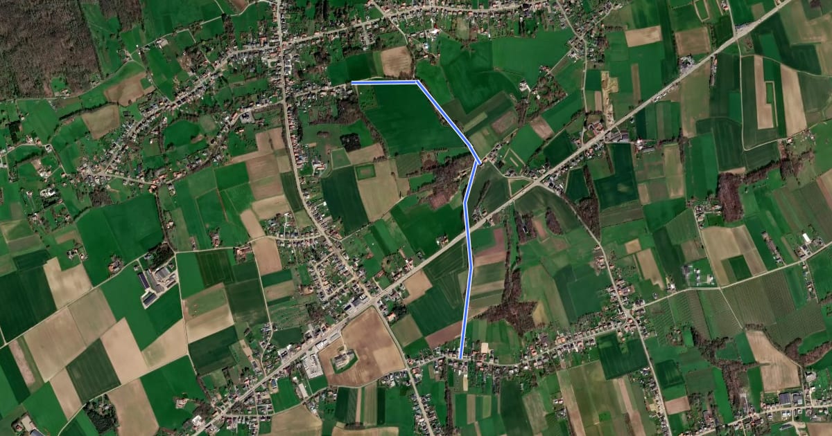 Маршрут Heuvelland Ruiterroute 30km на спутниковом снимке