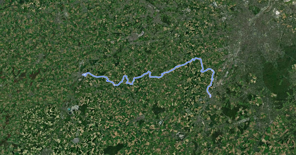 Маршрут Heuvelroute - 05 - Geraardsbergen - Halle на спутниковом снимке