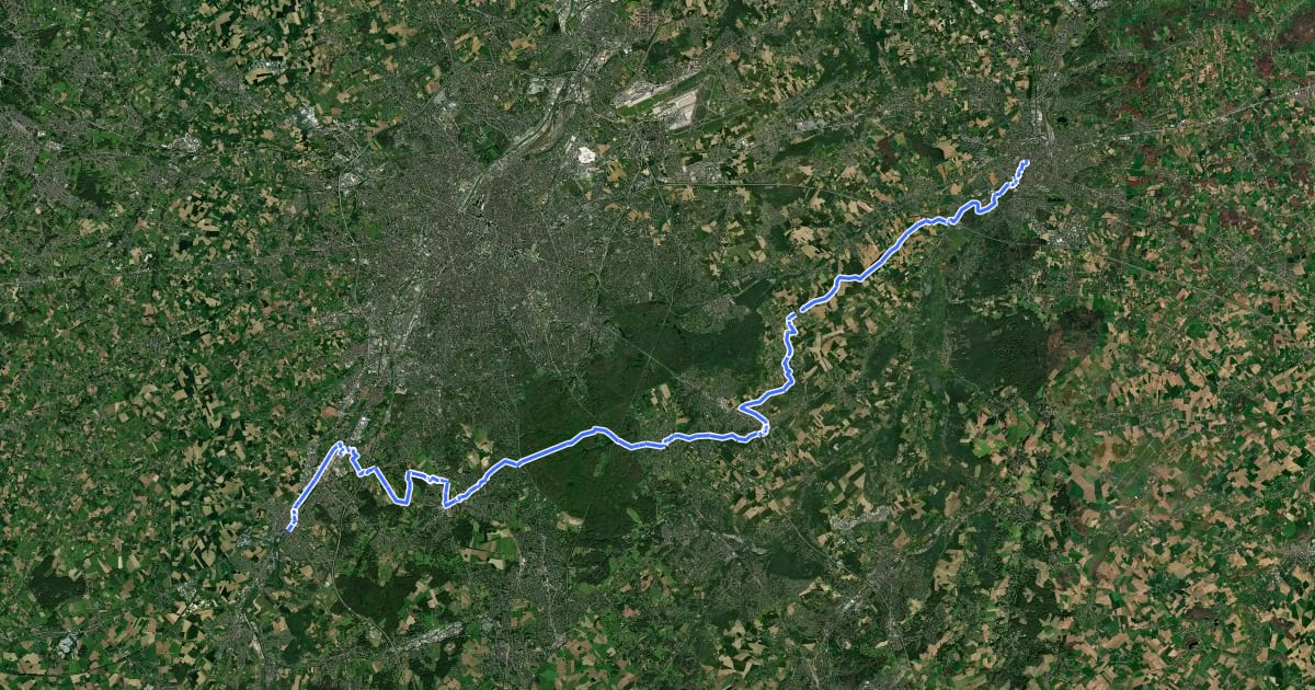 Маршрут Heuvelroute - 06 - Halle - Leuven на спутниковом снимке