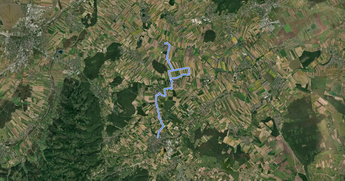Маршрут Hexenhügel-Radwanderweg на спутниковом снимке