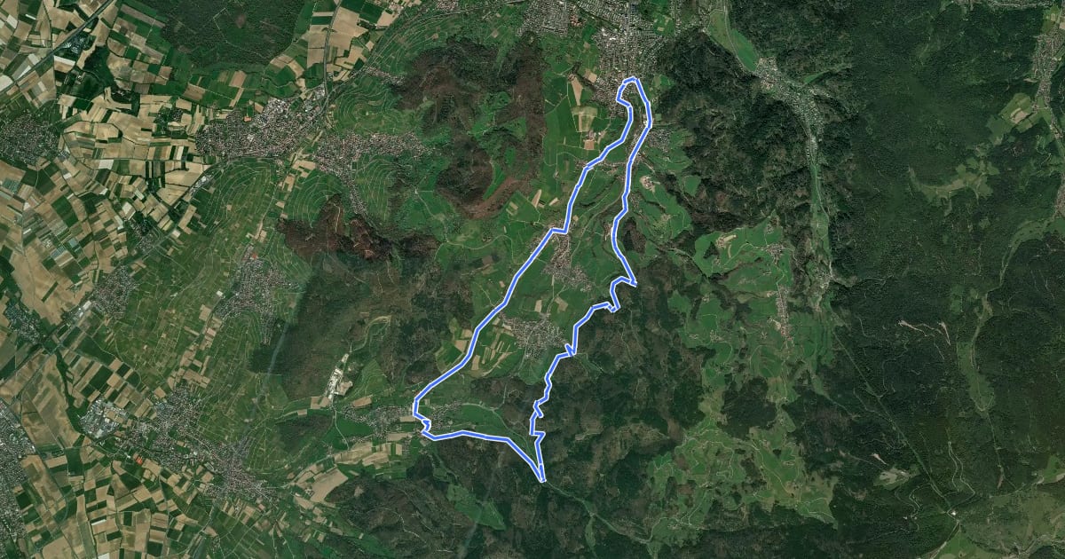 Маршрут Hexental-Rundweg на спутниковом снимке