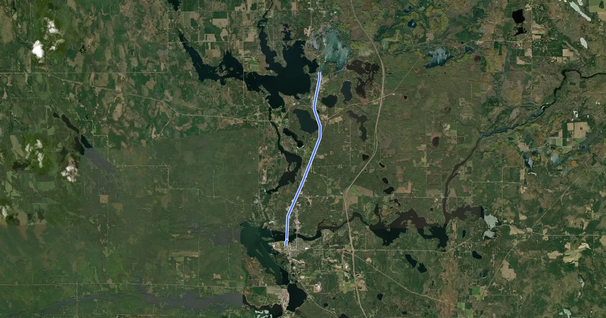 Маршрут Hiawatha Trail на спутниковом снимке