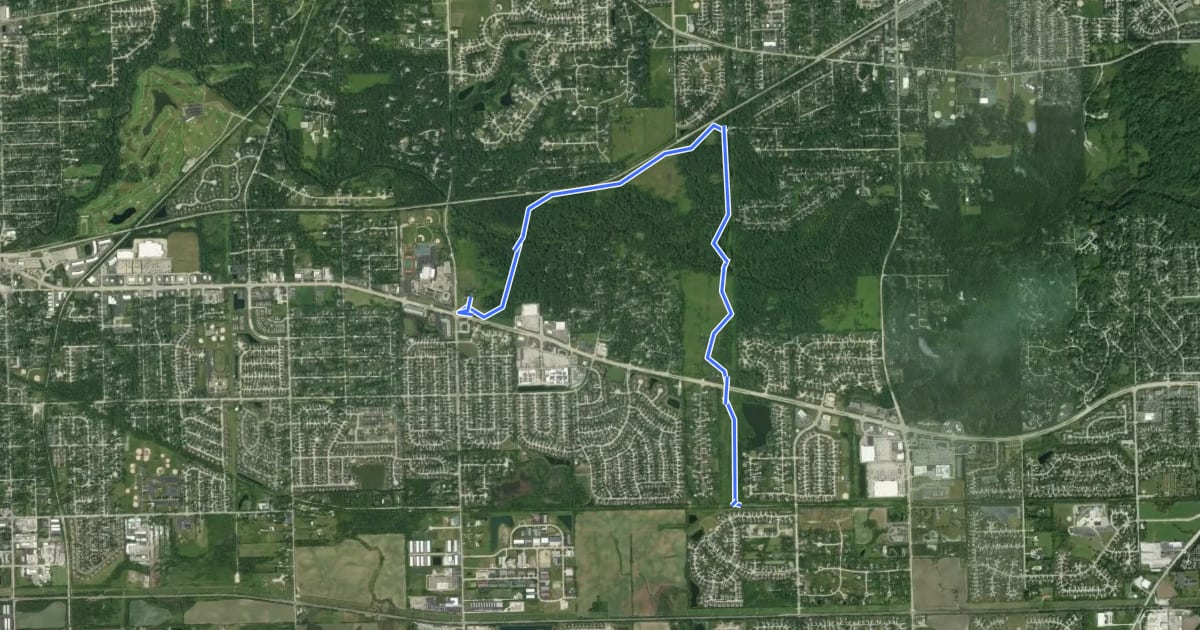Маршрут Hickory Creek Bikeway на спутниковом снимке