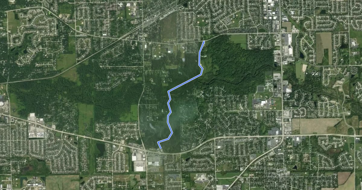 Маршрут Hickory Creek Bikway - East Branch на спутниковом снимке
