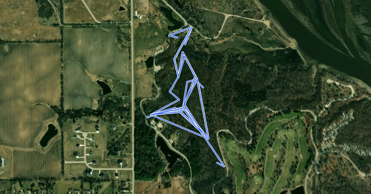 Маршрут Hickory Ridge Trail на спутниковом снимке