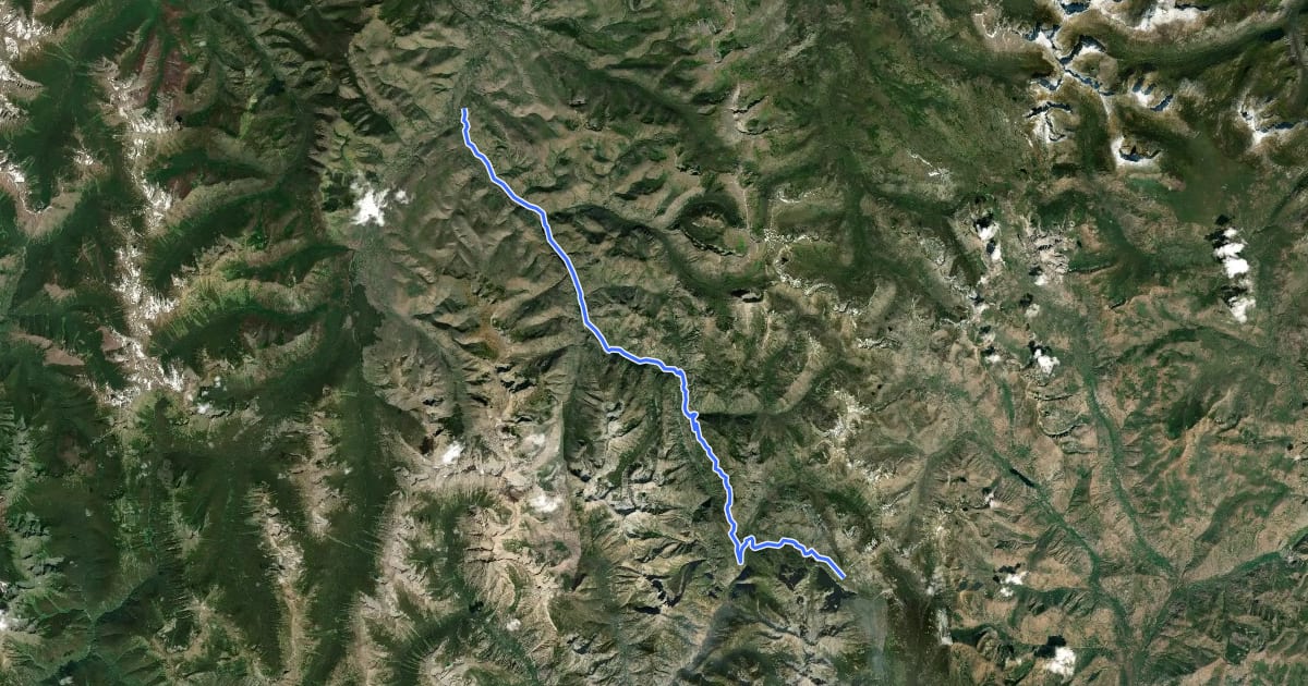 Маршрут Hidden Lakes Trail на спутниковом снимке