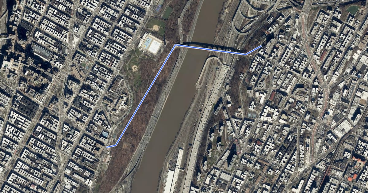 Маршрут High Bridge на спутниковом снимке