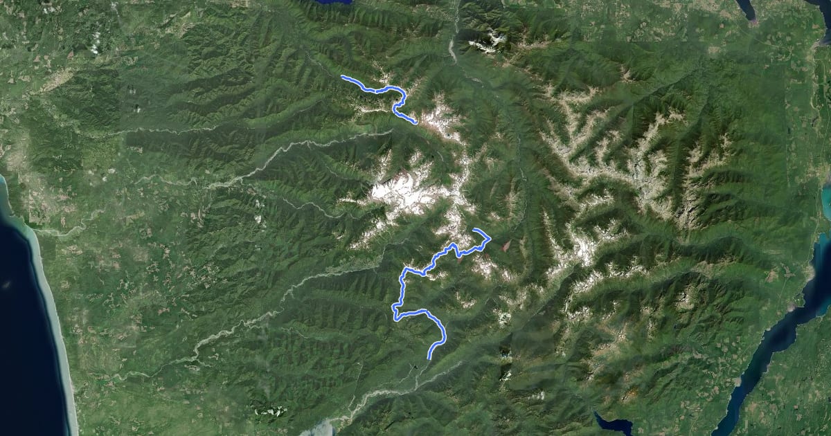 Маршрут High Divide Traverse на спутниковом снимке
