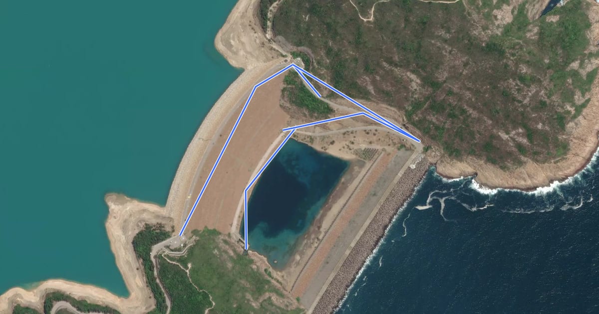 Маршрут High Island Geo Trail на спутниковом снимке
