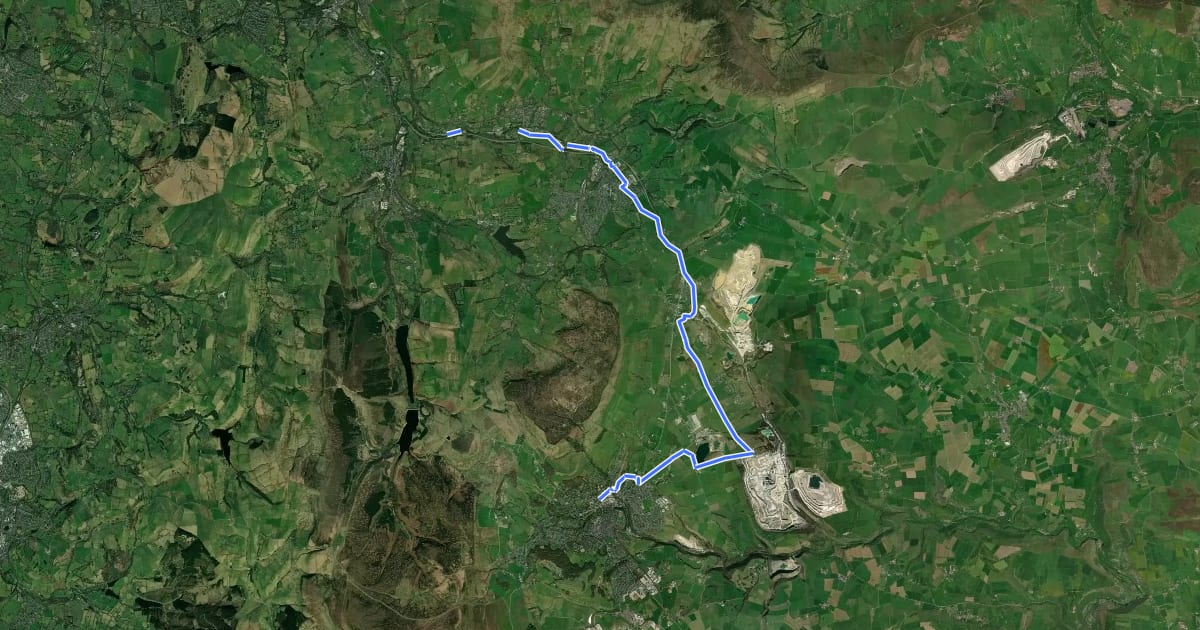Маршрут High Peak Cycleway на спутниковом снимке
