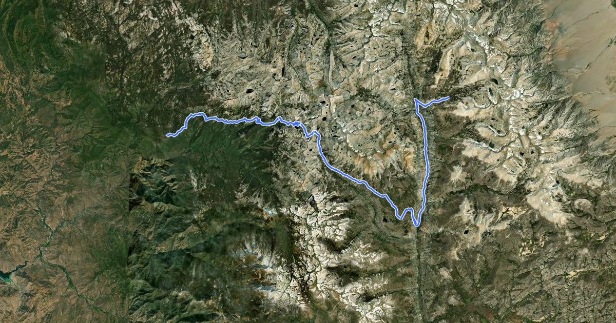 Маршрут High Sierra Trail на спутниковом снимке