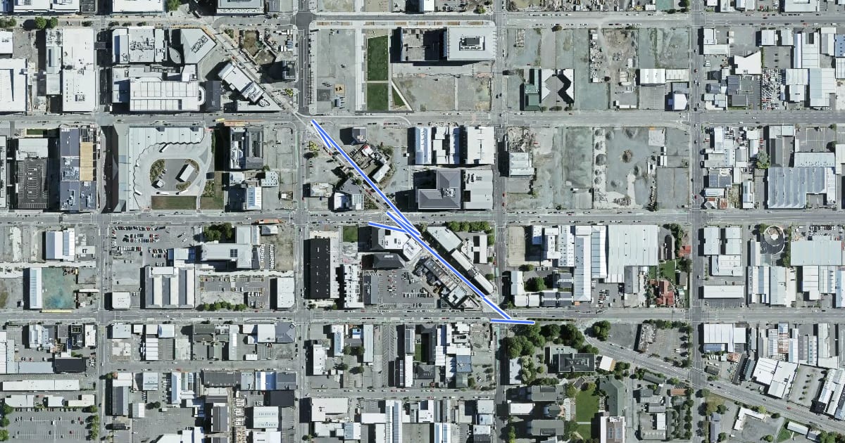 Маршрут High Street Cycleway на спутниковом снимке