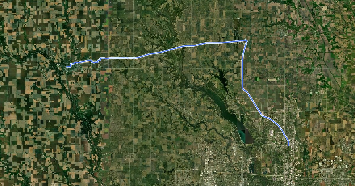 Маршрут High Trestle Trail на спутниковом снимке