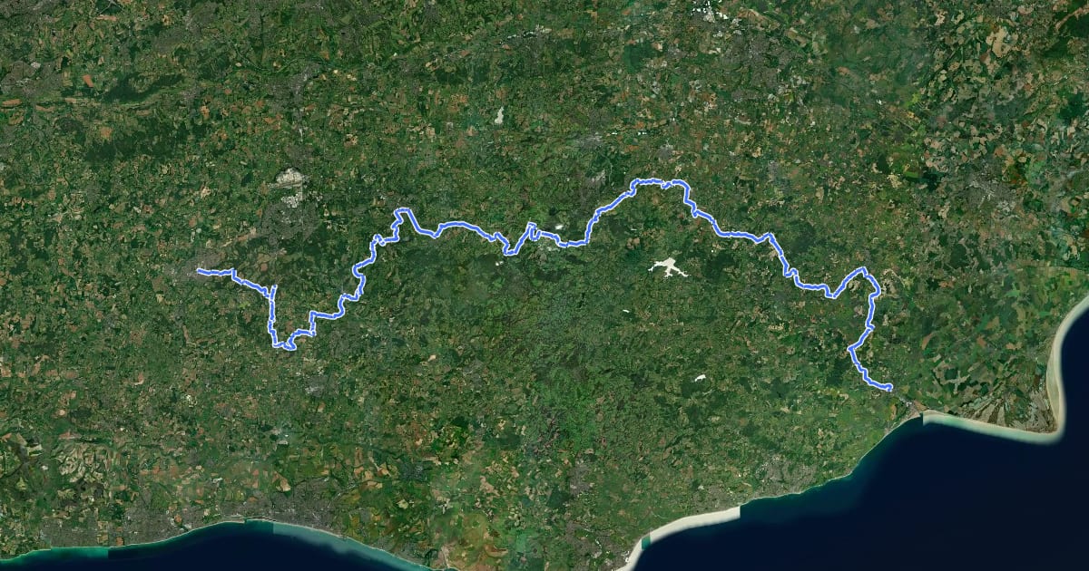 Маршрут High Weald Landscape Trail на спутниковом снимке