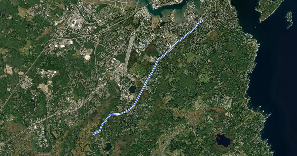 Маршрут Highland Avenue Bike Route на спутниковом снимке