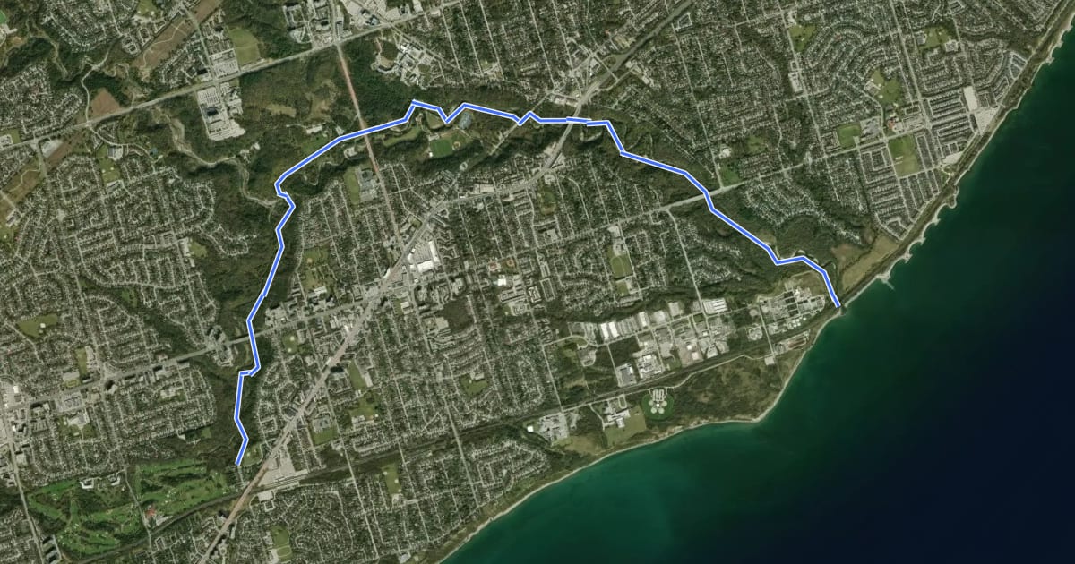 Маршрут Highland Creek Trail на спутниковом снимке