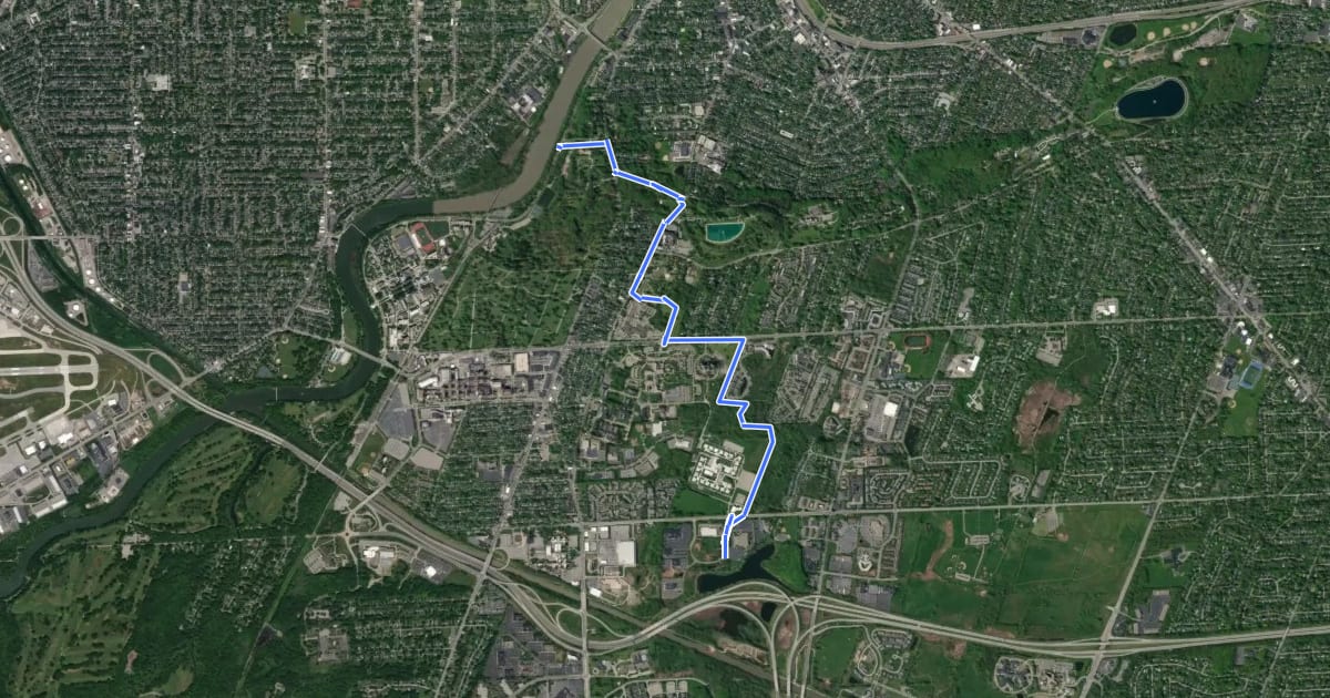 Маршрут Highland Crossing Trail на спутниковом снимке