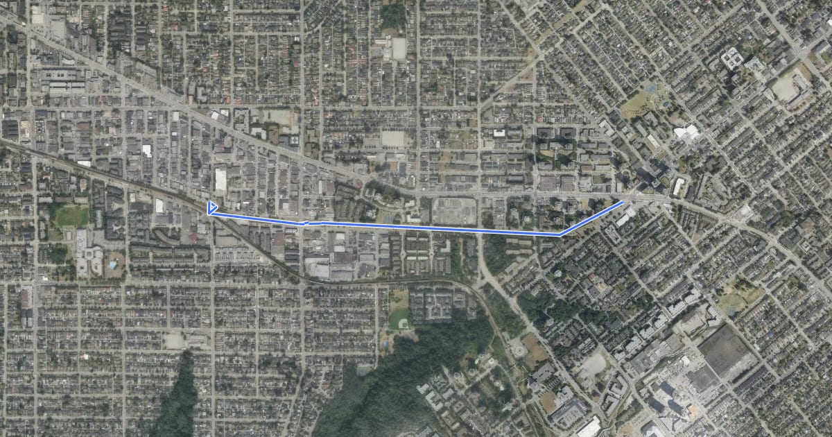 Маршрут Highland Park Line на спутниковом снимке