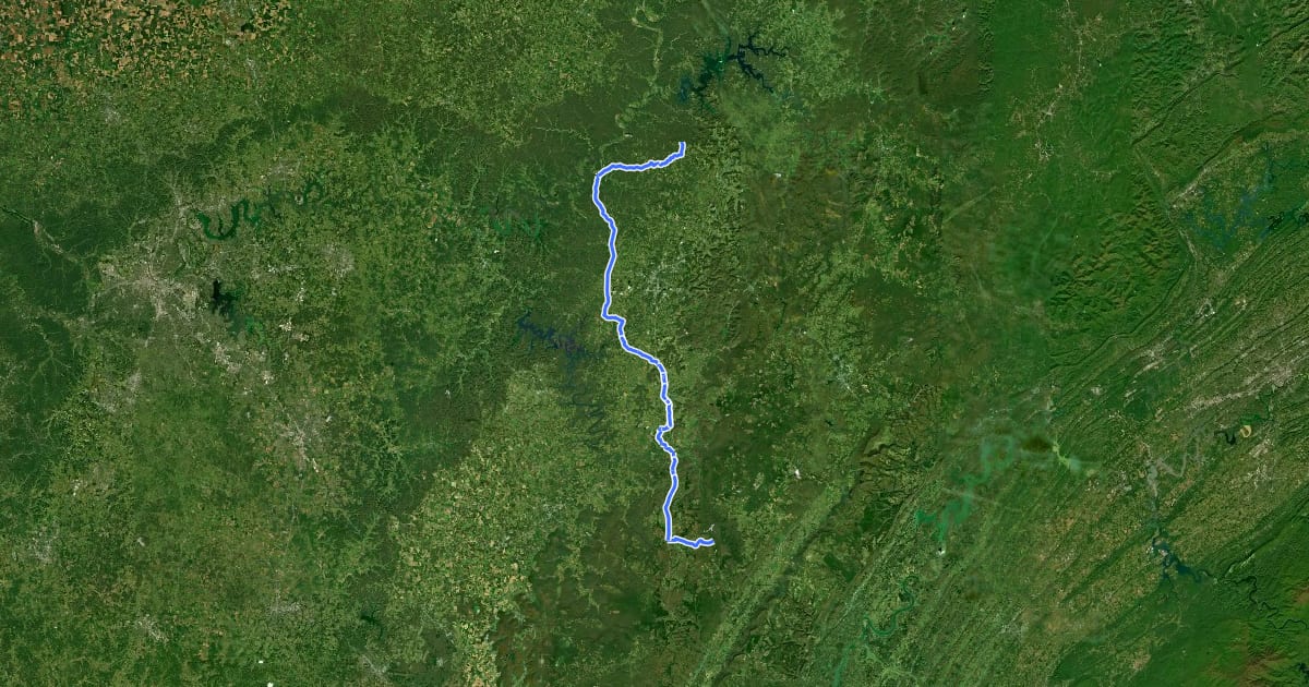 Маршрут Highland Rim на спутниковом снимке
