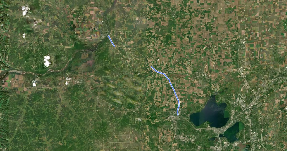 Маршрут Highway 12 Path на спутниковом снимке