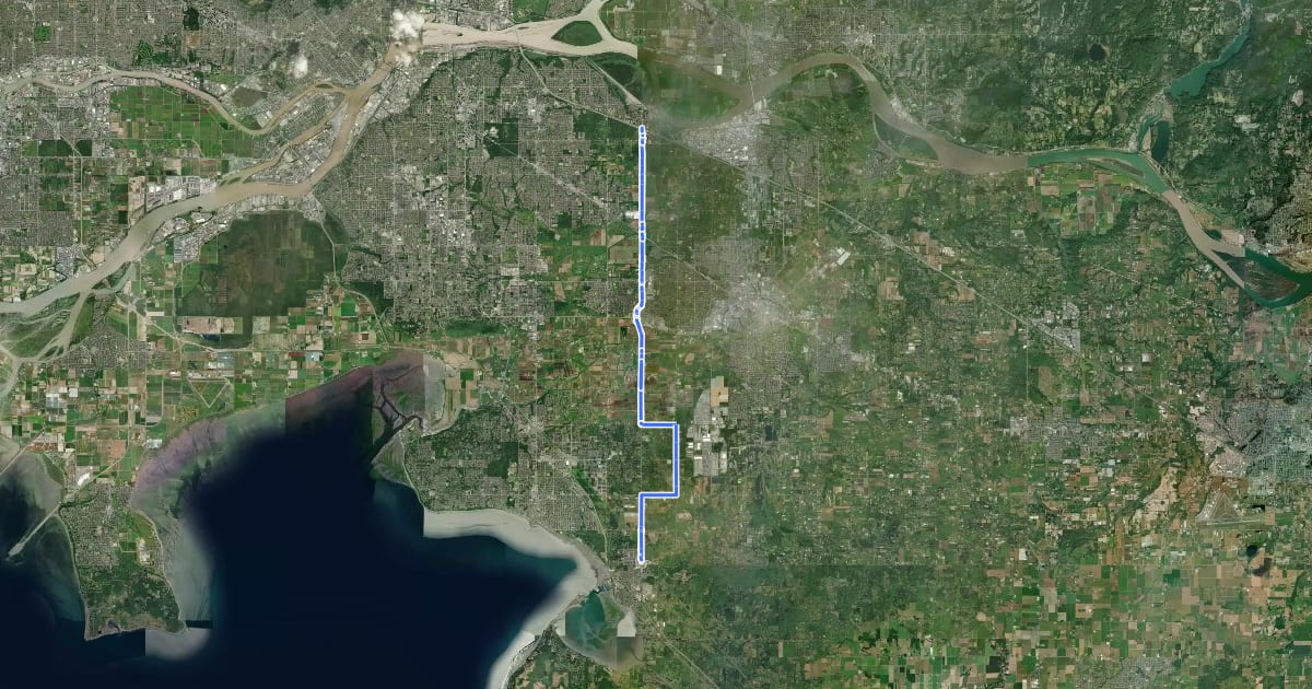 Маршрут Highway 15 на спутниковом снимке