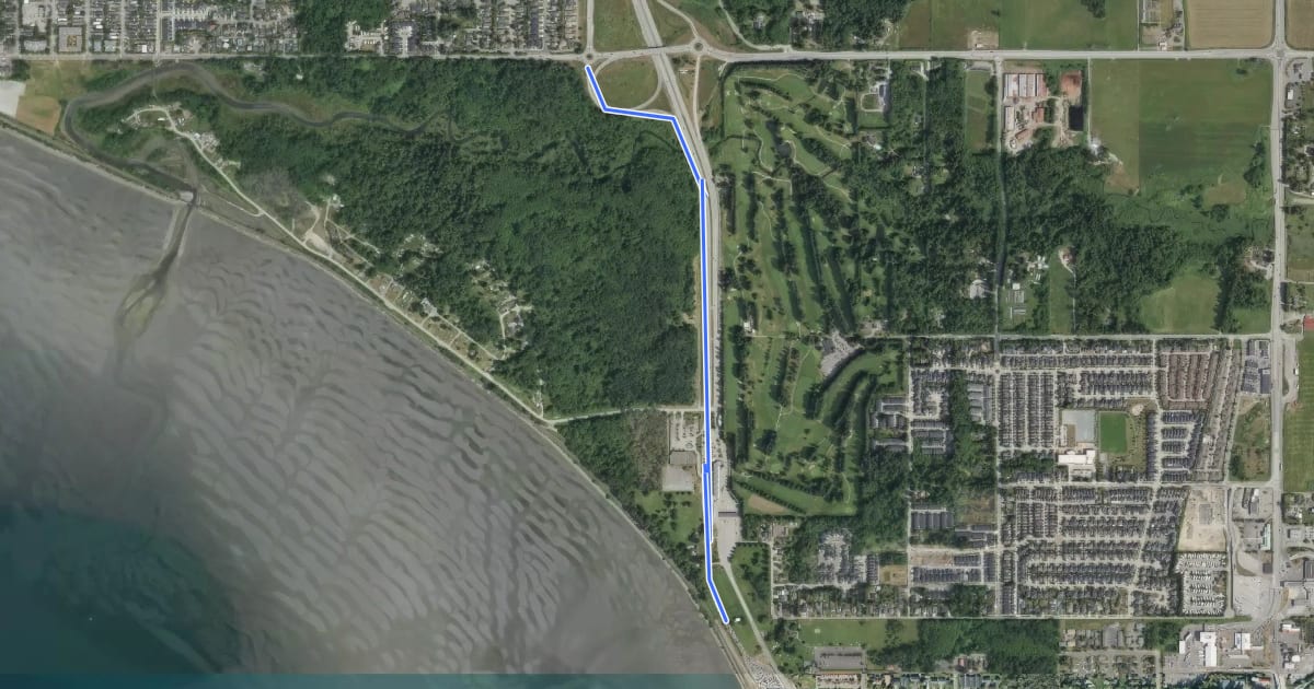 Маршрут Highway 99 to USA на спутниковом снимке