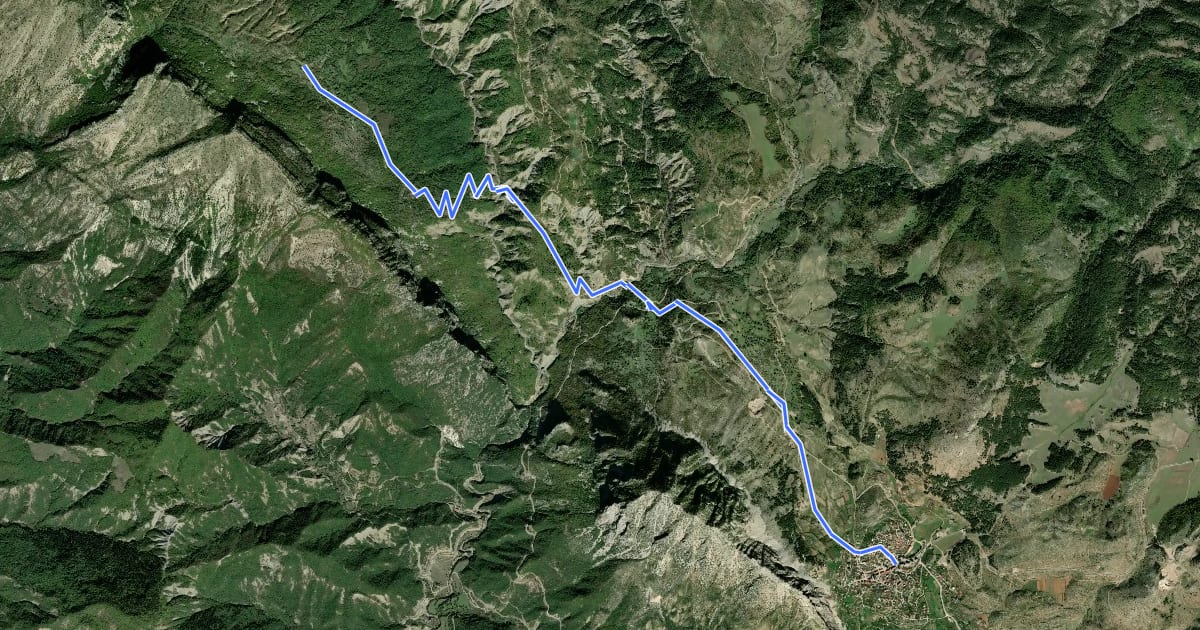 Маршрут Hiking trail Leskovik-Postenan на спутниковом снимке