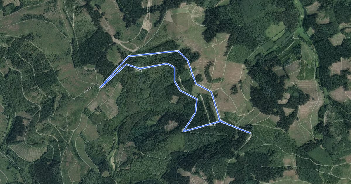 Маршрут Hilchenbacher Windwanderweg на спутниковом снимке